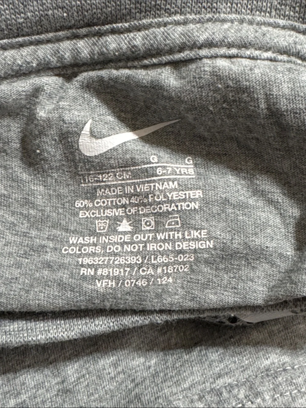 Nike Heather Grey Long Sleeve Tee with White & Black Swoosh